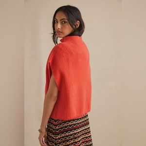 Anthropologie Oversized Cashmere Sweater Vest Orange